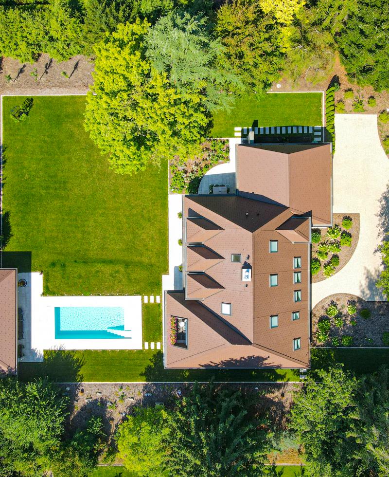 vue drone d'un jardin